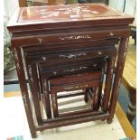 Chinese hardwood inlaid quartetto nest of tables. (B.P. 24% incl.