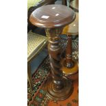 Reproduction hardwood torchere stand on spiral pedestal and circular stepped base. (B.P. 24% incl.