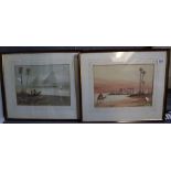 T W Atkinson, Nile scenes, a pair, signed and dated 1924 and 1926, watercolours, 24 x 33cm approx,