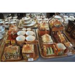 Two trays of cottage ware Price Brothers novelty items, to include; teapots,