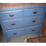 Edwardian painted straight front bedroom chest of two short and two long drawers on bracket feet
