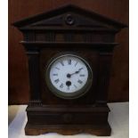 Early 20th Century oak architectural mantel clock with Roman enamel face. (B.P. 24% incl.