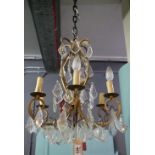 Bronze finish chandelier with drop lustres. (B.P. 24% incl.