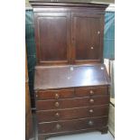 19th Century Welsh oak two stage blind panelled bureau bookcase. (B.P. 24% incl.