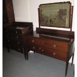 Part Edwardian mahogany inlaid bedroom suite comprising;