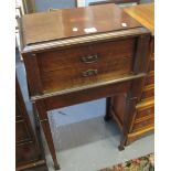 Edwardian oak inlaid cutlery box on stand. (B.P. 24% incl.