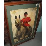 British school, study of a fox hunter, coloured print. 78 x 48cm approx. Framed and glazed. (B.P.