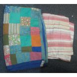 Vintage patchwork single size quilt with various patterns and colours,