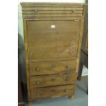 Small continental upright secretaire with drawers. Distressed condition. (B.P. 24% incl.