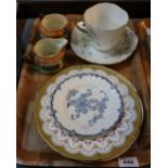 Tray of assorted china to include; Aynsley breakfast cup and saucer,