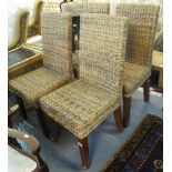 Set of four modern banana leaf rattan conservatory or dining chairs. (B.P. 24% incl.