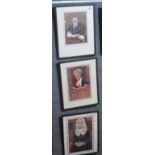After Sallon, a group of cartoon prints of law lords and politicians. Framed and glazed. (4) (B.P.