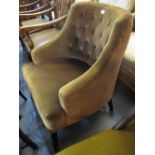 Victorian style upholstered button back tub type chair (modern). (B.P. 24% incl.