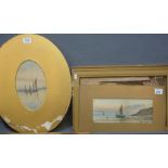 British School, one signed F Mills, studies of fishing smacks, watercolours, with frames,