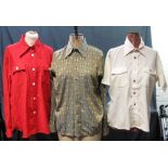 Collection of vintage men's shirts to include: a long sleeve blue and white check shirt by Peter