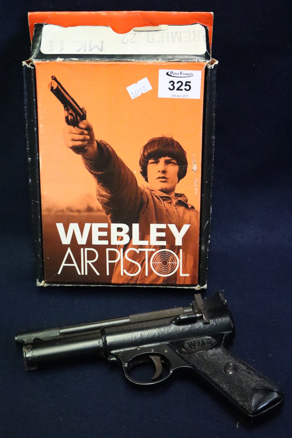 Webley Mark II .22 air pistol in original box. (B.P. 24% incl.