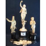 A group of appearing European carved ivory figures to include;