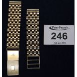 9ct gold gentleman's bracelet watch in two sections. 26g approx. (B.P. 24% incl.