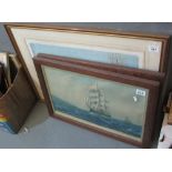 Group of three maritime furnishing pictures, sailing ships. Framed and glazed. (3) (B.P. 24% incl.