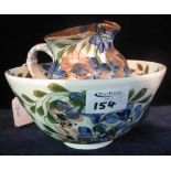 Gwili pottery hand painted floral bowl and matching baluster jug. (2) (B.P. 24% incl.