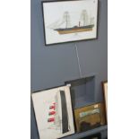 Two maritime prints to include; P.S Britannia and after C.V Waine, 'The Liner Queen Mary'. Framed.