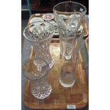 Four glass vases of waisted and tapering design. (B.P. 24% incl.
