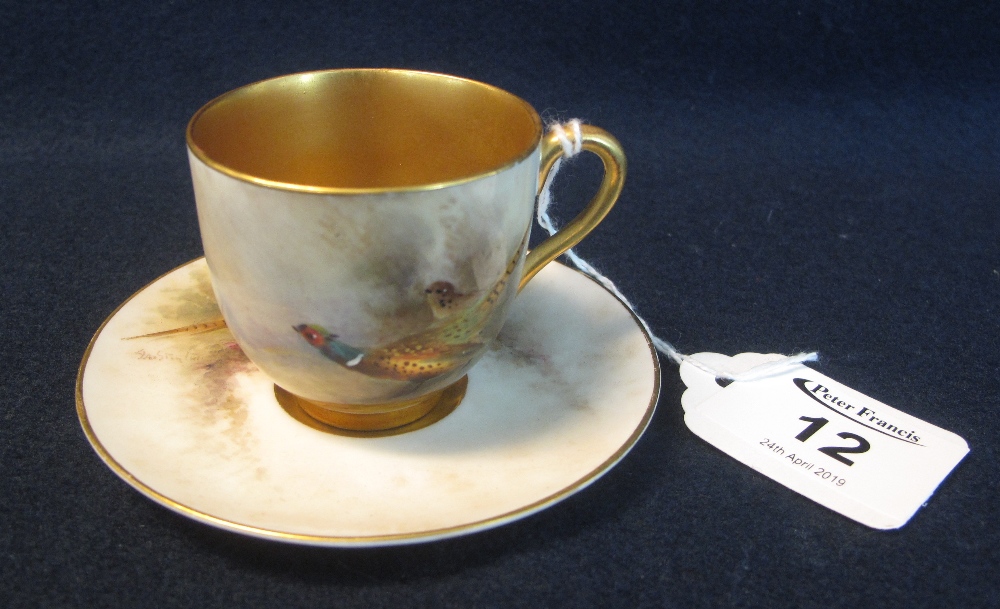 Royal Worcester porcelain coffee cup and saucer,