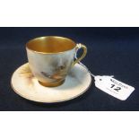 Royal Worcester porcelain coffee cup and saucer,