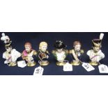 Set of six early 20th Century porcelain continental busts of Napoleon and his generals,