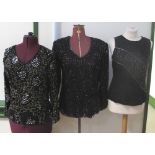 Collection of 1980's vintage sequin and beaded tops to include;