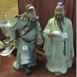 Two large Chinese pottery Shiwan style figures; one of Guan-di the god of war. Modern. (2) (B.P.