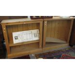 Pair of modern pine open bookcases,