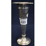 Silver pierced rim trumpet vase, Birmingham hallmarks, loaded base. 16.5cm high approx. (B.P.