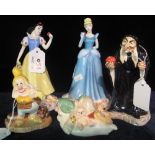 Five Royal Doulton Disney showcase collection figurines to include; Cinderella, Snow White,