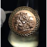 A year 2000 gold half sovereign in 9ct gold ring mount. (B.P. 24% incl.