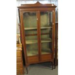 Edwardian mahogany inlaid two door glazed display cabinet. (B.P. 24% incl.