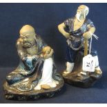 Two Chinese Shiwan mud man type figures, artisan and seated sage. (2) (B.P. 24% incl.
