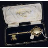 Silver gilt presentation key in original retailers box. 1.4 troy ozs approx. (B.P. 24% incl.