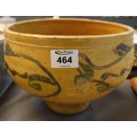 Art pottery pedestal fruit bowl with stylised fish in Ewenny style. (B.P. 24% incl.
