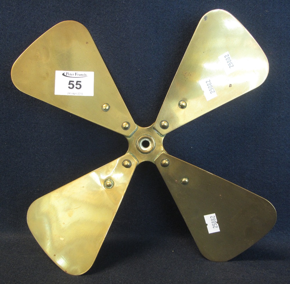 Early 20th Century brass four bladed fan head. (B.P. 24% incl.