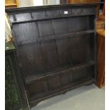 Late 18th/early 19th Century oak rack back dresser with iron hooks (top only). (B.P. 24% incl.