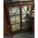 Edwardian mahogany inlaid two door glazed display cabinet. (B.P. 24% incl.