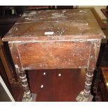 19th Century oak box with hinged lid standing on bobbin turned supports. (B.P. 24% incl.