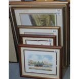 Group of assorted furnishing pictures various, topographical, sporting, watercolours and prints.