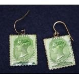 A pair of enamelled Malta half penny stamp earrings (B.P. 24% incl.