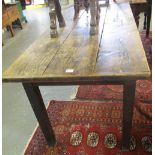 19th Century elm farmhouse table on square tapering legs. (B.P. 24% incl.