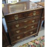 20th Century mahogany straight front chest of two short and three long drawers of small proportion