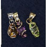 3 9ct gold mounted gemset charms (B.P. 24% incl.