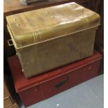 Two vintage tin trunks (over painted). (2) (B.P. 24% incl.
