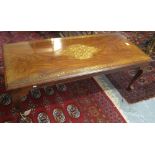 Modern hardwood brass foliate inlaid coffee table on cabriole legs. (B.P. 24% incl.